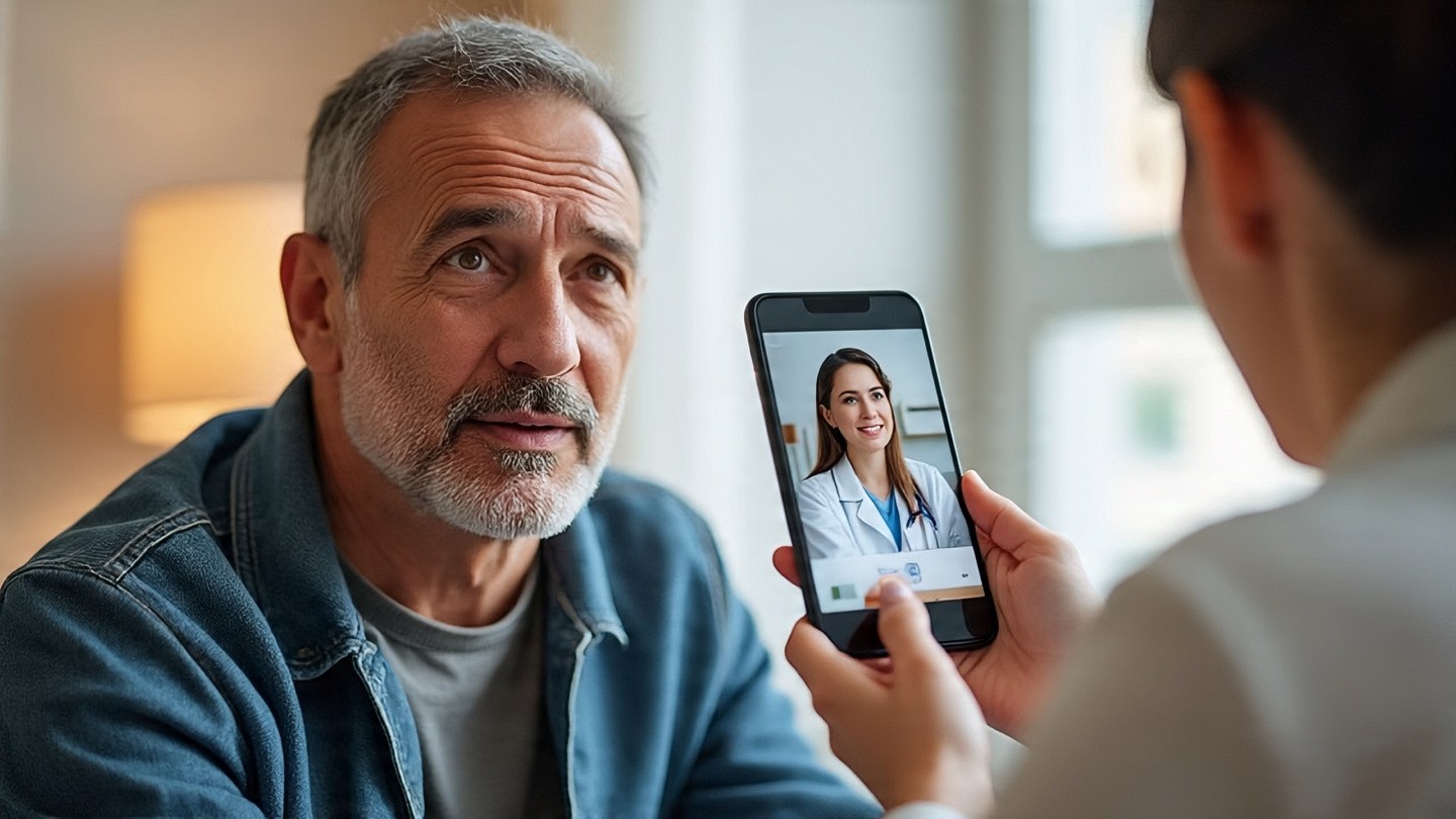 patient video call with doctor on phone